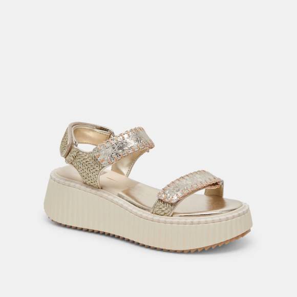 NEW DOLCE VITA women's debra distressed leather sandals in platinum